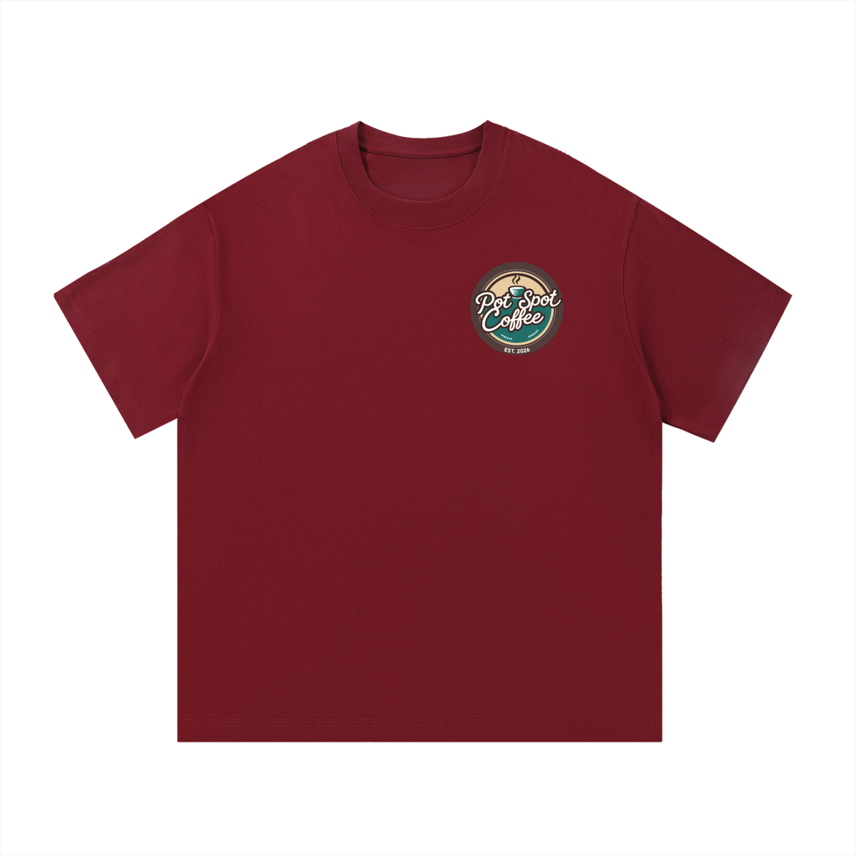Essential Cotton T-Shirt in Wine Red – front view