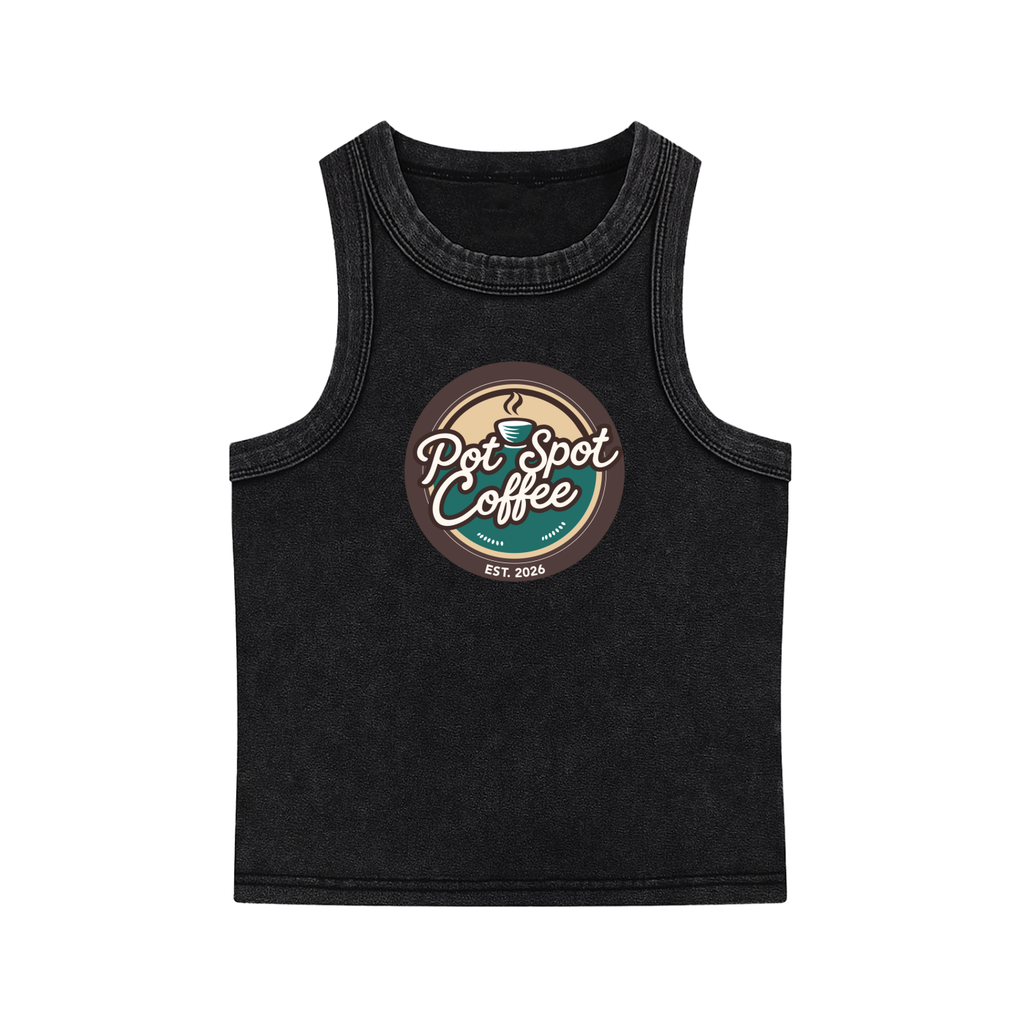 Snow Washed Crop Tank Top – front view