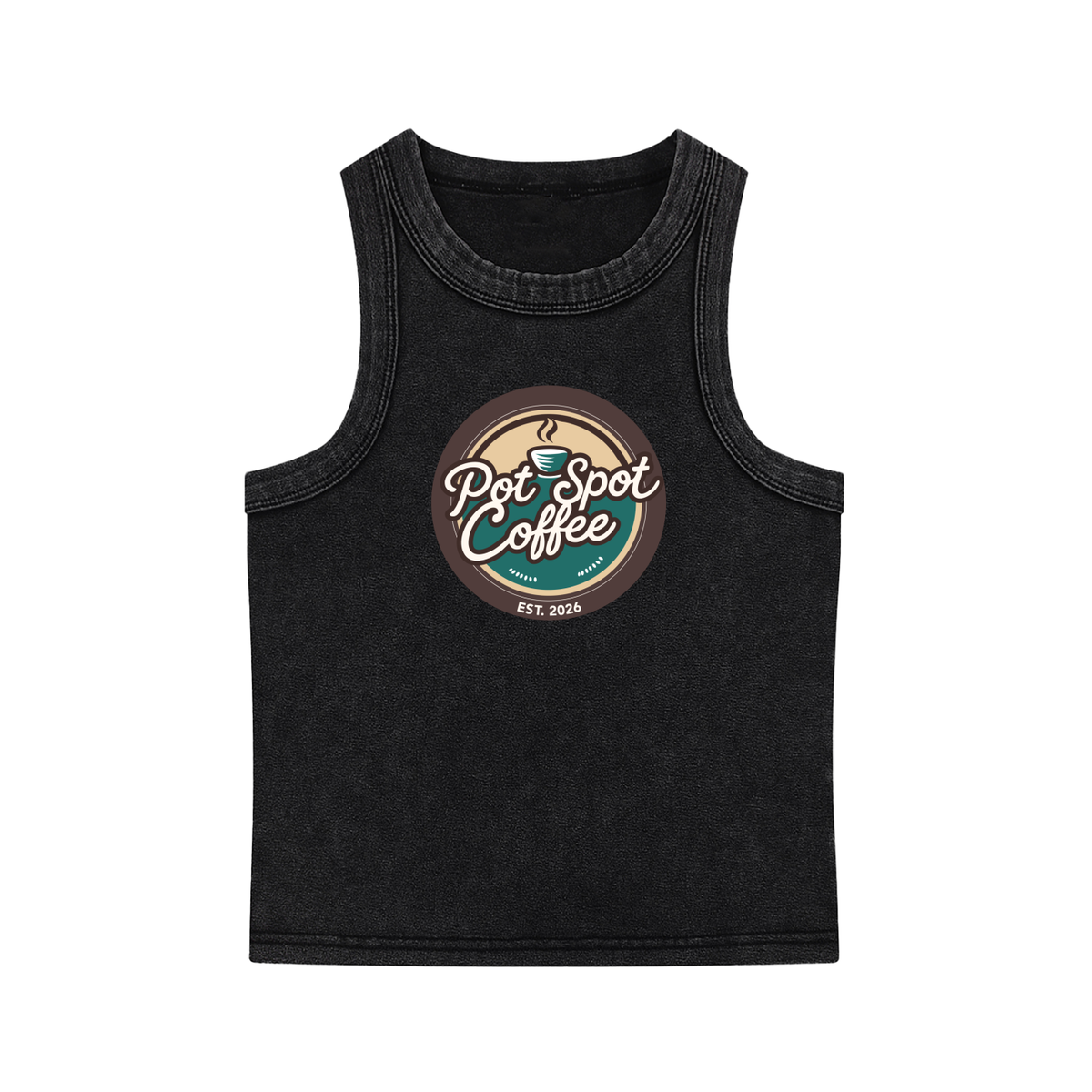 Snow Washed Crop Tank Top – front view