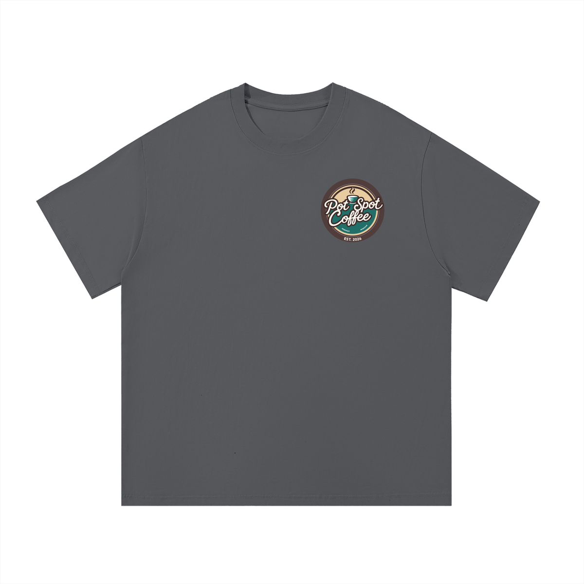 Essential Cotton T-Shirt in Dark Gray – front view