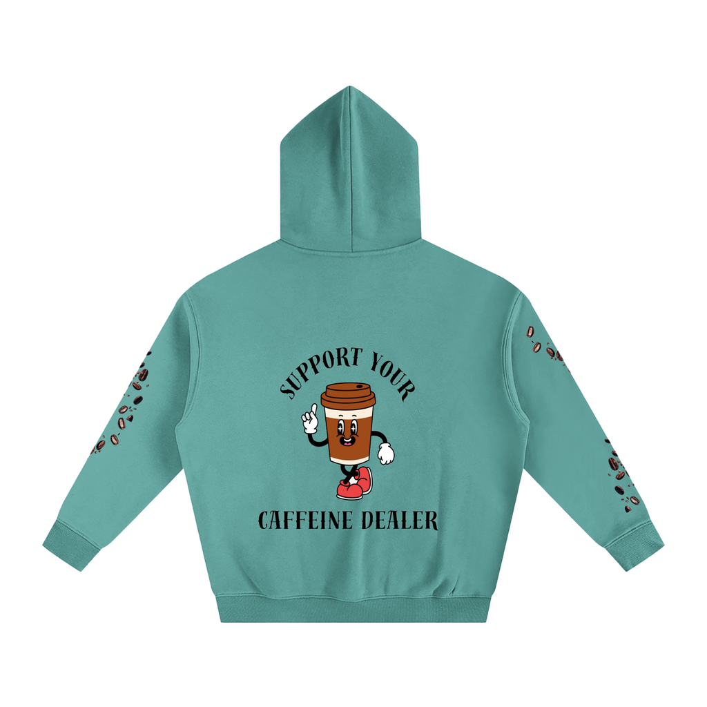 Oversize Fleeced Hoodie in Medium Green – back view