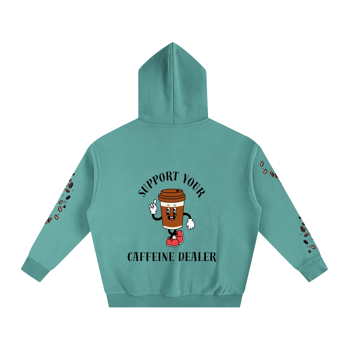 Oversize Fleeced Hoodie in Medium Green – back view