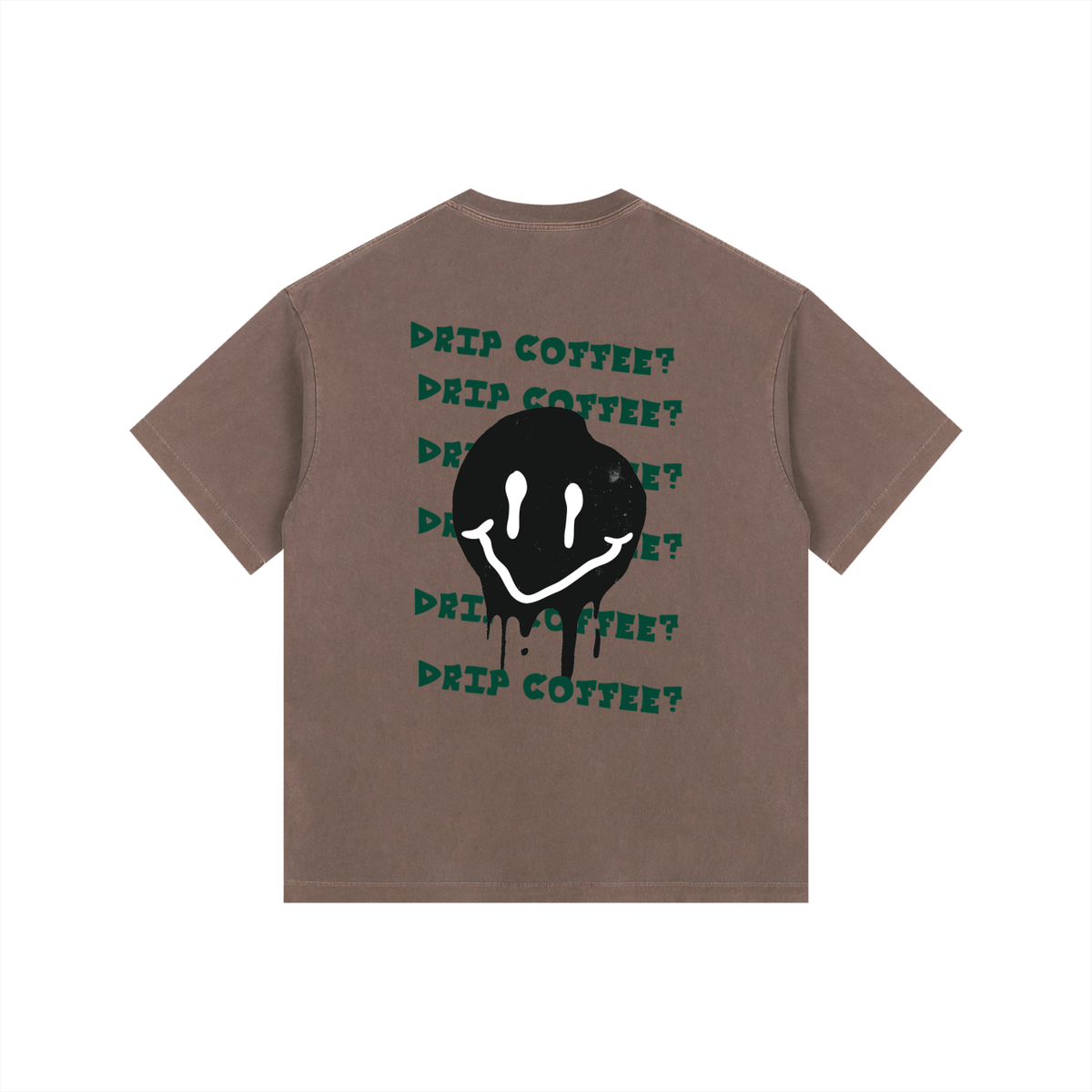 Vintage Washed Oversized Cotton T-Shirt in Coffee – back view