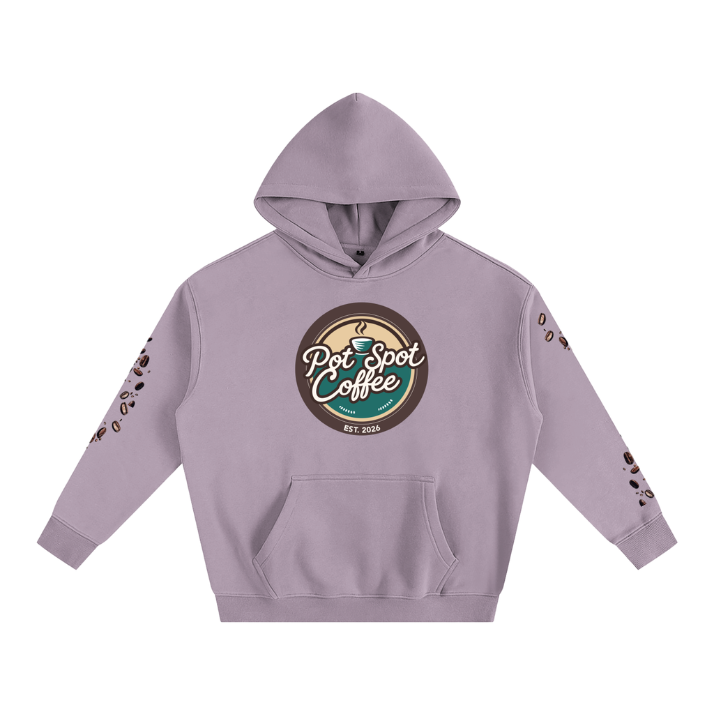 Oversize Fleeced Hoodie in Dark Purple – front view