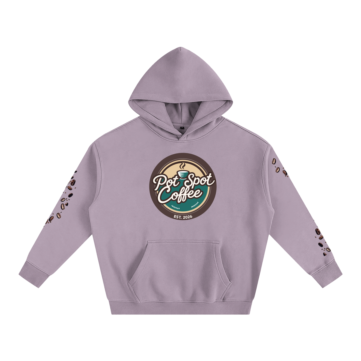Oversize Fleeced Hoodie in Dark Purple – front view