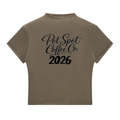 Essential Slim Fit Mock Neck T-Shirt in Gray Green, front view, women's bodycon crop top