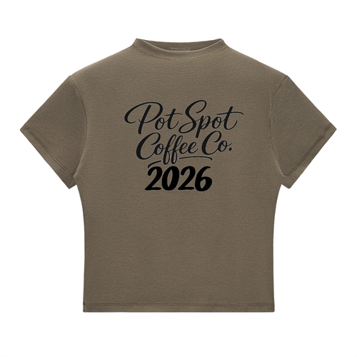 Essential Slim Fit Mock Neck T-Shirt in Gray Green, front view, women's bodycon crop top