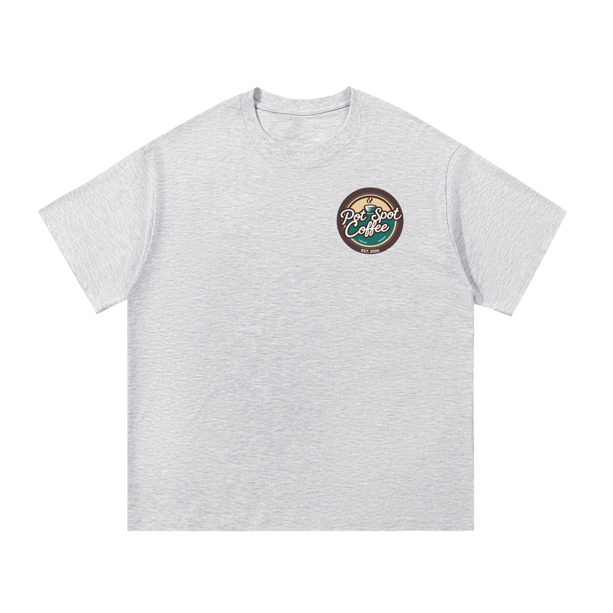 Essential Cotton T-Shirt in White Gray – front view