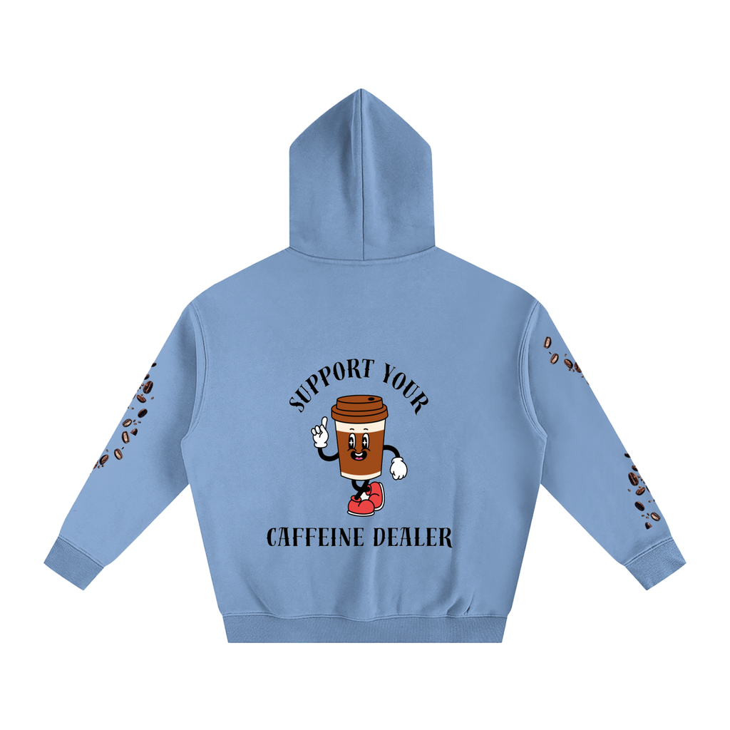 Oversize Fleeced Hoodie in Medium Blue – back view