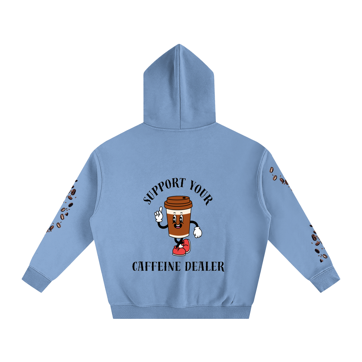 Oversize Fleeced Hoodie in Medium Blue – back view